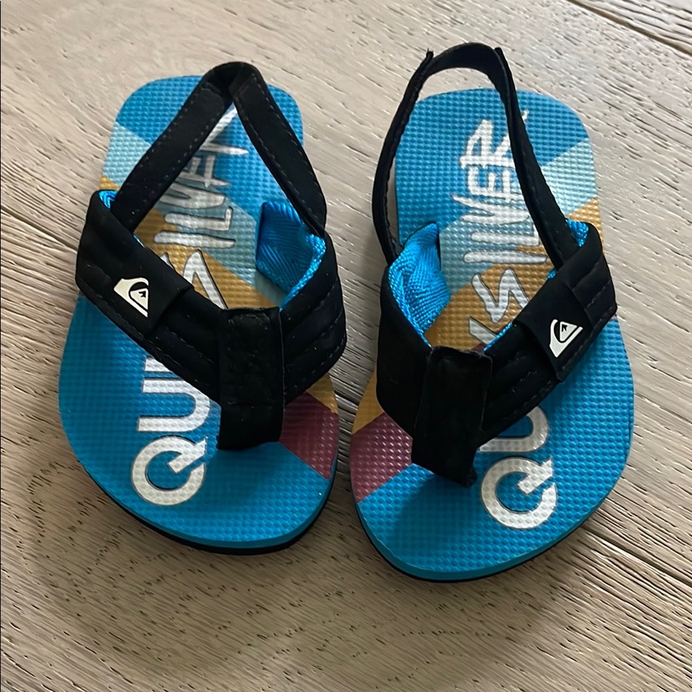 Quiksilver little Kids Blue and Black Flip Flops